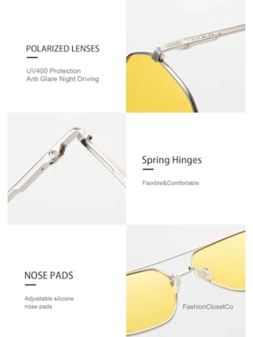 Oversized Square Polarized Sunglasses Unisex UV400 Metal Frame